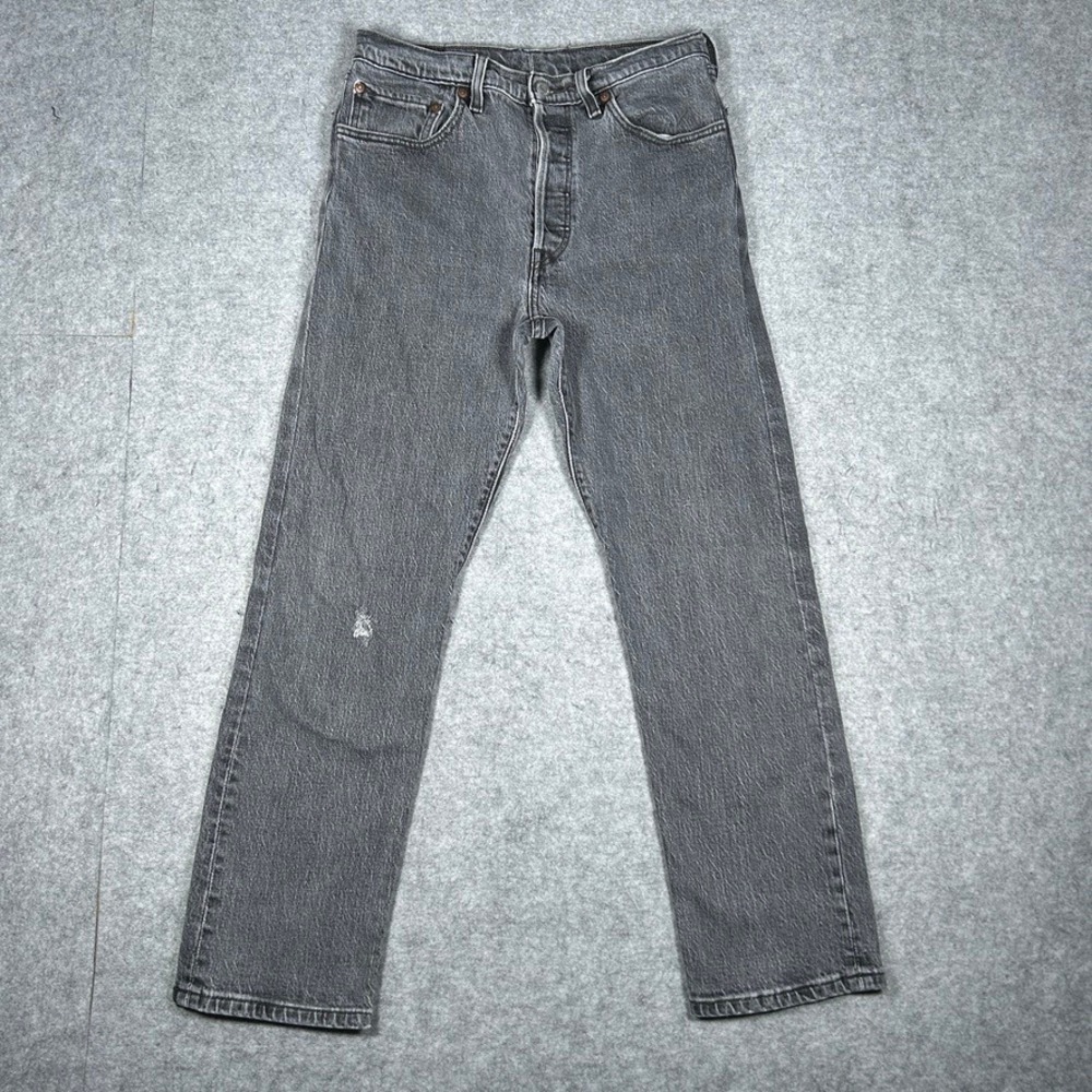 Levi's Denim Jeans Mens 30x28 Gray 501 Original Fit Straight Leg Workwear Casual